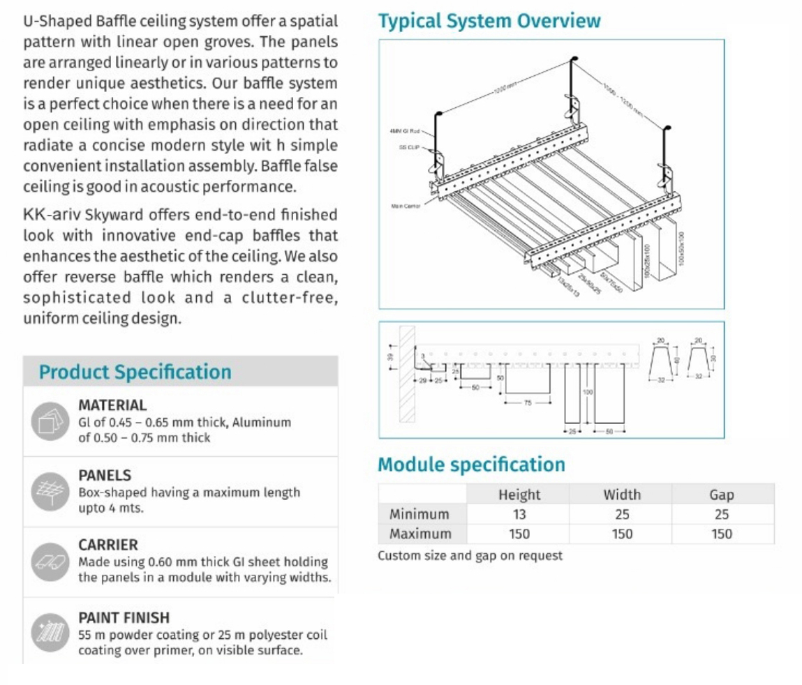 U Shaped Baffle Ceiling