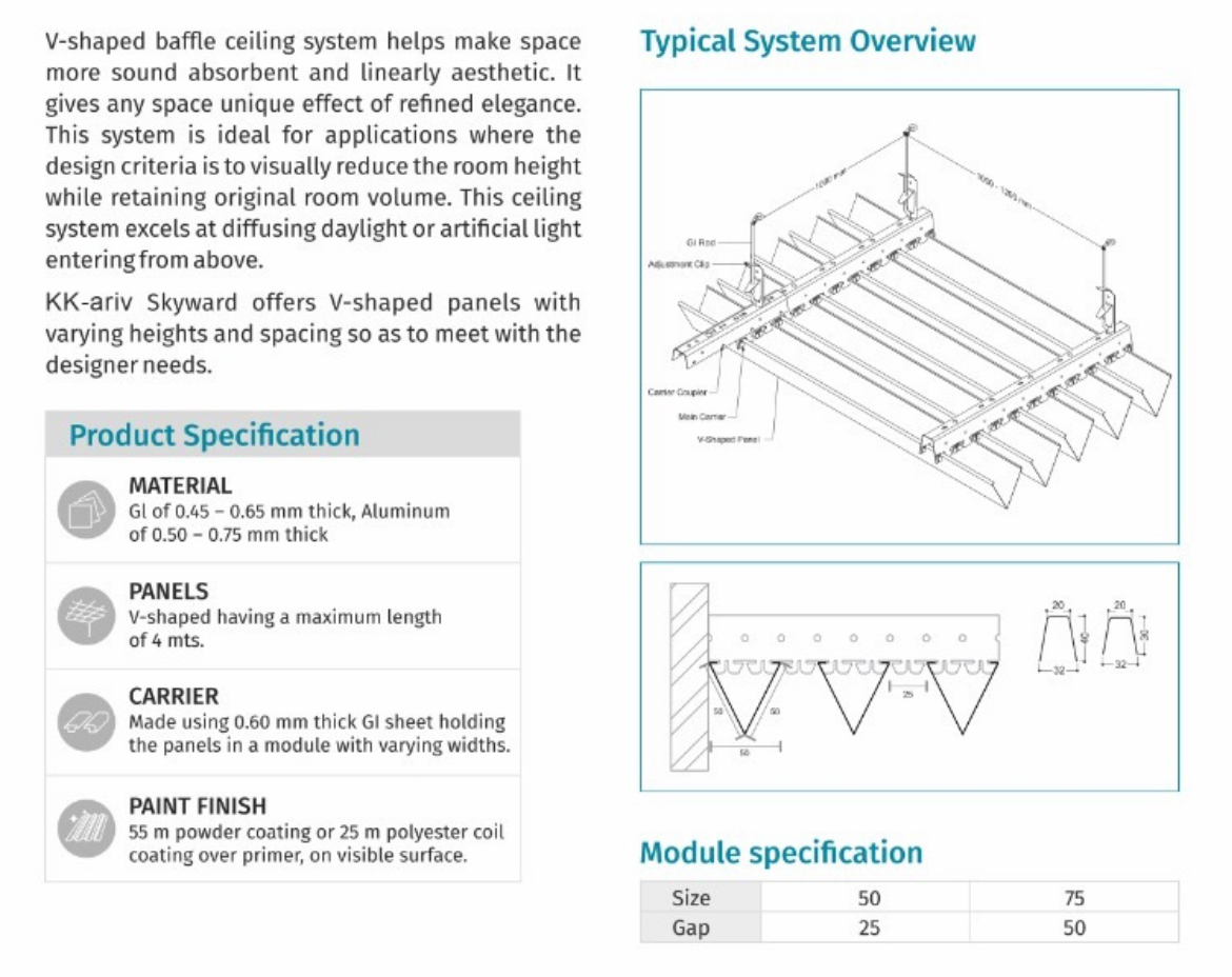 V Shaped Baffle Ceiling