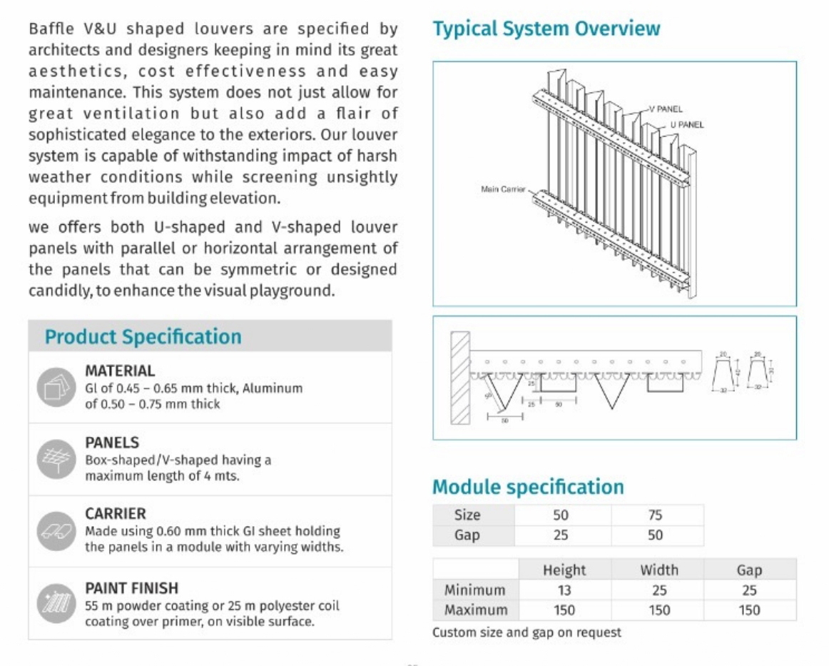 V&U Shaped Baffle Louvers